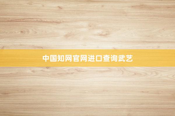 中国知网官网进口查询武艺